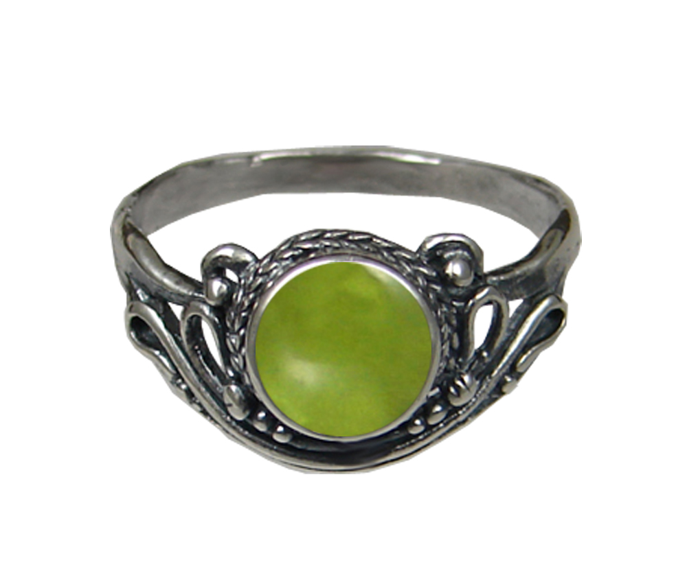 Sterling Silver Ring with Peridot Size 9